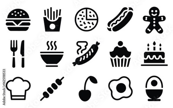 Fototapeta Food related items icon set