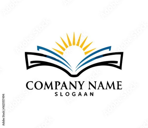 Fototapeta Open book education logo vector image symbol Illustration design template