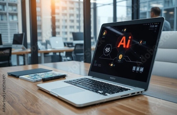 Fototapeta laptop on a table