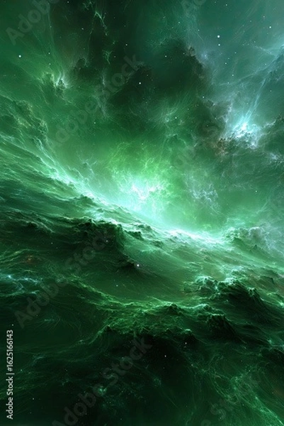 Obraz Vibrant Green Nebula In Space