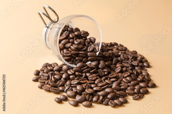 Obraz spilled coffee beans from the fallen cup