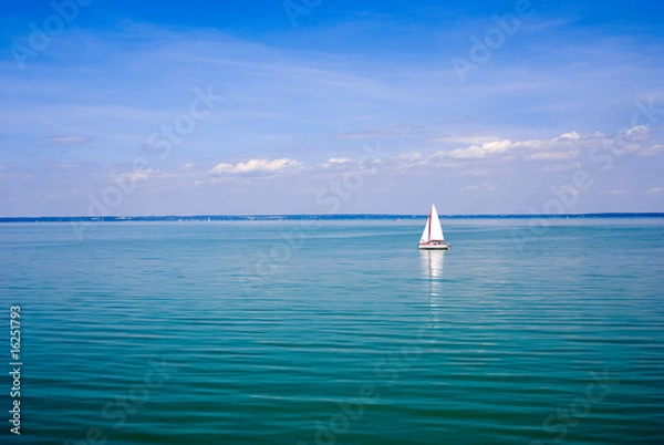Obraz Blue landscape with sailboat