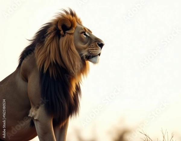 Fototapeta A lion standing on a lush green field