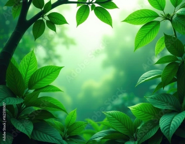 Fototapeta A single tree with vibrant green leaves, a symbol of growth and life