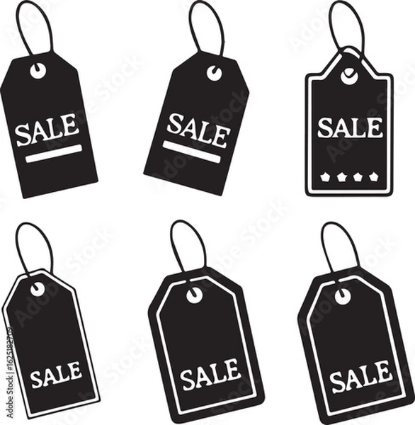 Obraz Collection of Sale Tag Silhouettes on a Transparent Backdrop