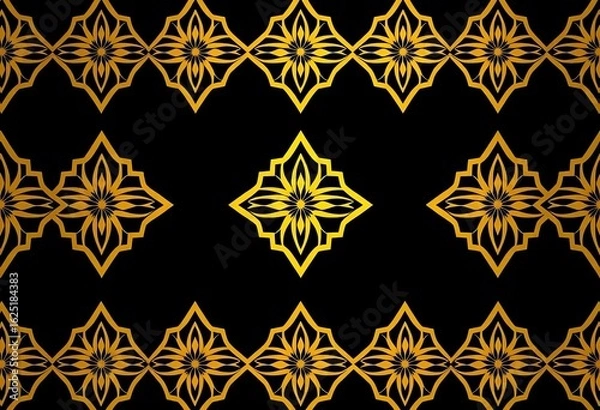Fototapeta Elegant golden geometric pattern on dark background, ideal for luxury invitations,  background,  geometric