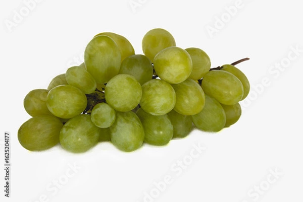 Fototapeta Fresh Green Grapes on White Background