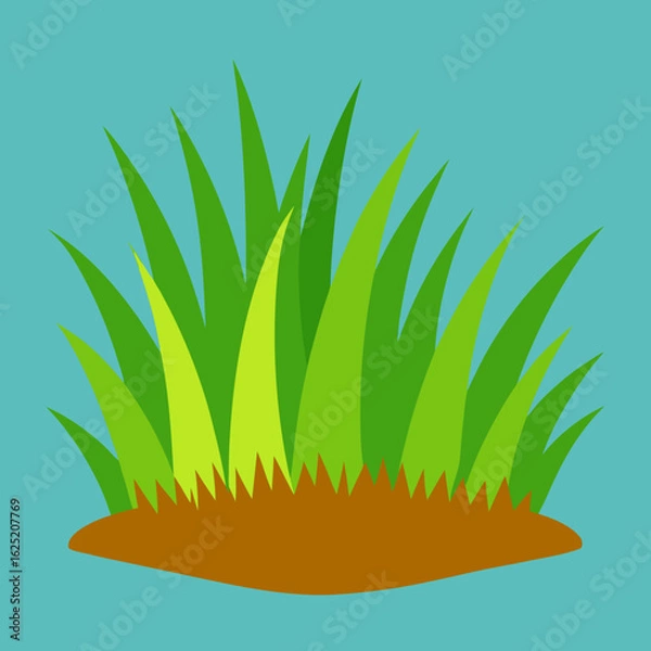 Fototapeta Stylized green grass patch on blue background