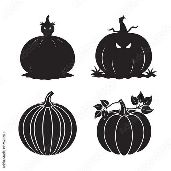 Fototapeta silhouette of pumpkin set bundle on the white background