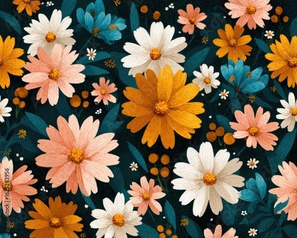 Fototapeta Colorful Floral Pattern Background Design