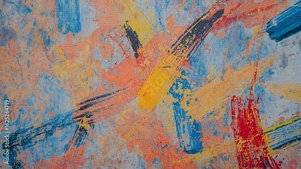 Fototapeta Vibrant Abstract Painting with Textured Canvas and Colorful Brushstrokes