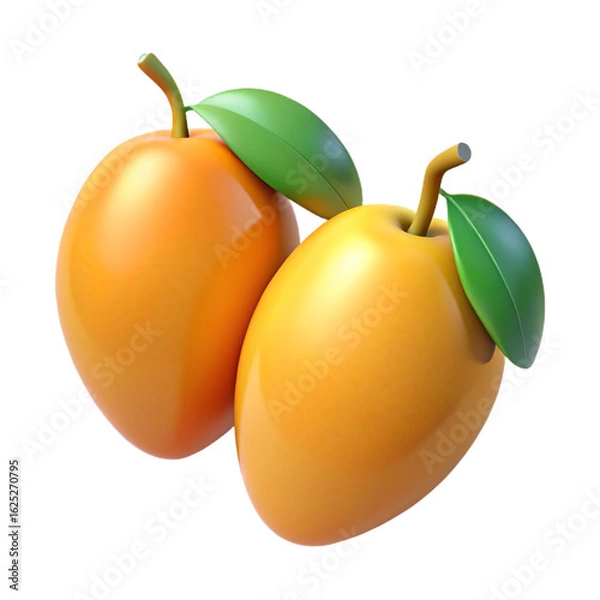 Fototapeta Mango 3D Render PNG - Whole and Sliced Tropical Fruit