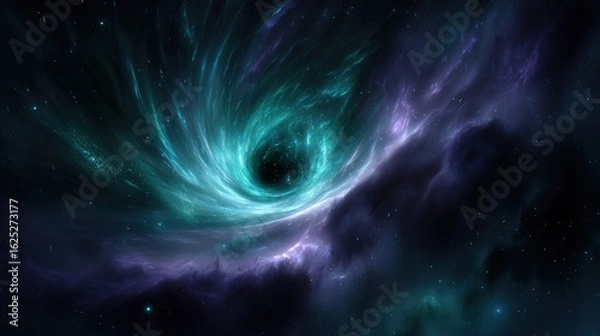 Fototapeta Abstract Spiral Galaxy Nebula With Black Hole In Deep Space