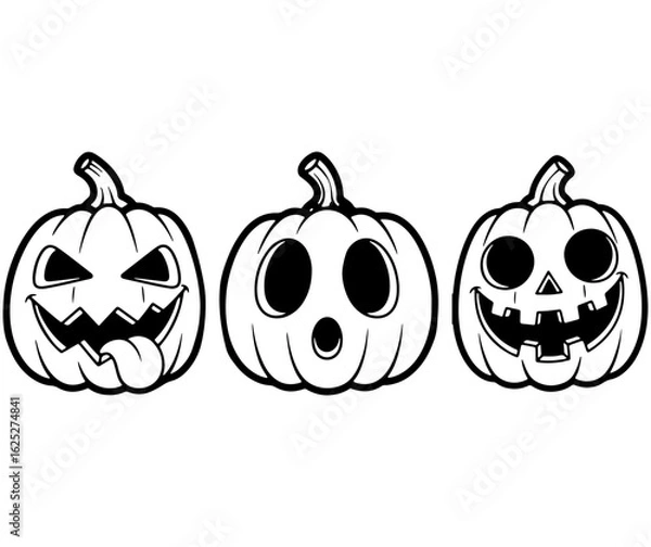 Obraz Funny halloween pumpkin faces silhouette