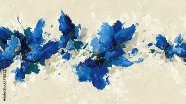 Fototapeta Abstract Floral Pattern In Blue And Beige