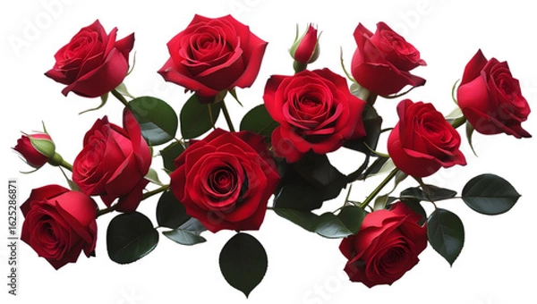 Obraz Red rose bouquet isolated on white background