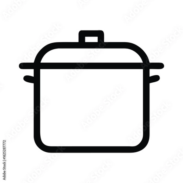 Obraz Simple cooking pot with lid line icon