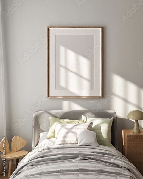 Fototapeta Poster Frame Mockup in Cozy Kids Room Interior. 3D render.
