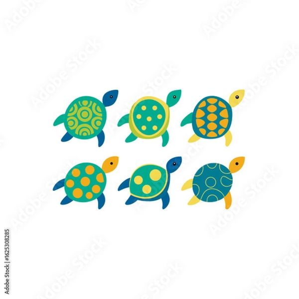 Fototapeta different turtle set 