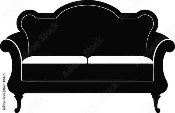 Obraz black sofa silhouette on white background
