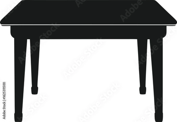 Obraz black table silhouette on white background