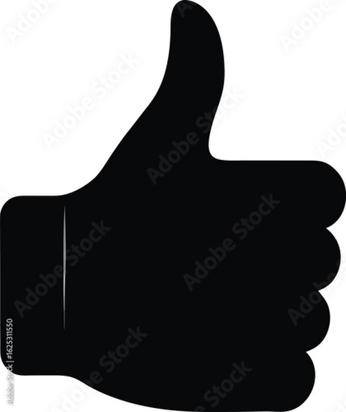 Obraz black thumbs up silhouette on white background