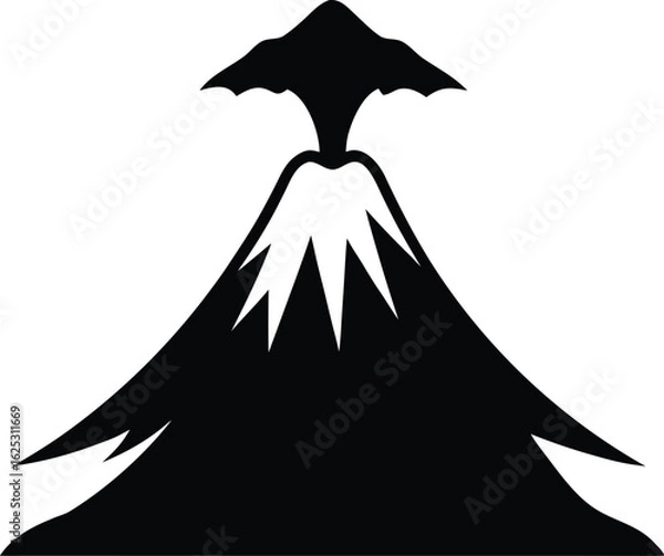 Obraz black volcano silhouette on white background