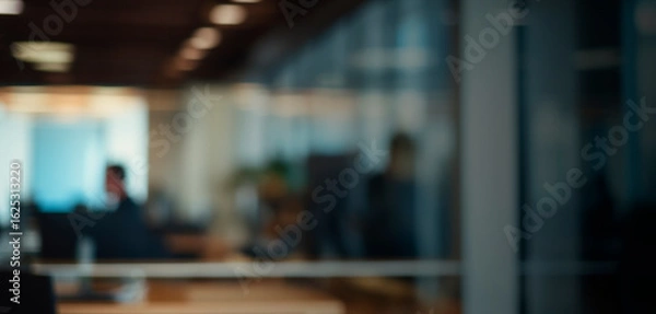 Obraz Blurred modern office interior with warm lighting