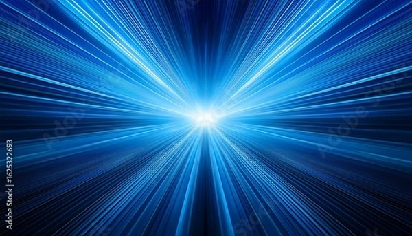Obraz abstract vibrant blue light rays radiating from a central point