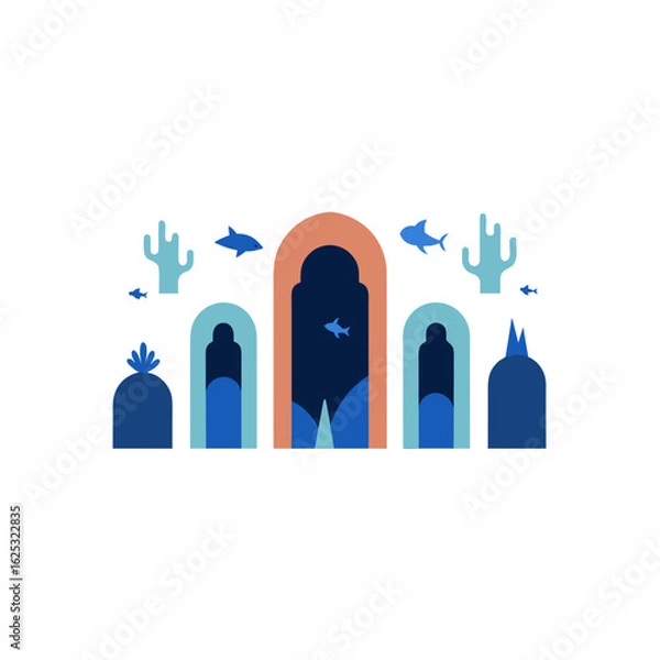 Fototapeta  different underwater archway set  