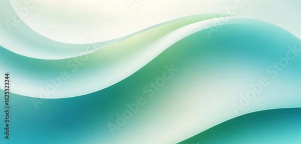 Fototapeta Abstract turquoise wave background with fluid curves and soft gradients