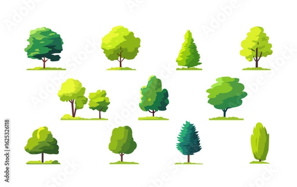 Fototapeta Collection of trees. tree set isolated on white background. vector file illustration	
