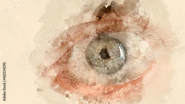 Obraz Human eye background closeup. Watercolor background