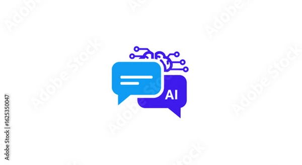Obraz Two speech bubbles with ai text and a brain like circuit design representing artificial intelligence