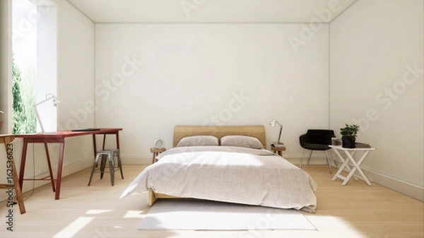 Fototapeta Bedroom design modern have lamp,3D rendering
