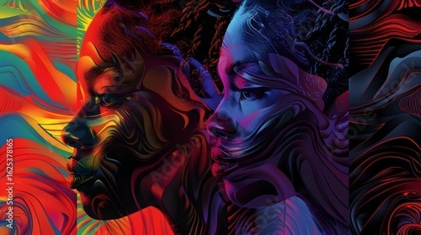 Fototapeta Fluid Abstract Profiles Vibrant Color Dynamic Art