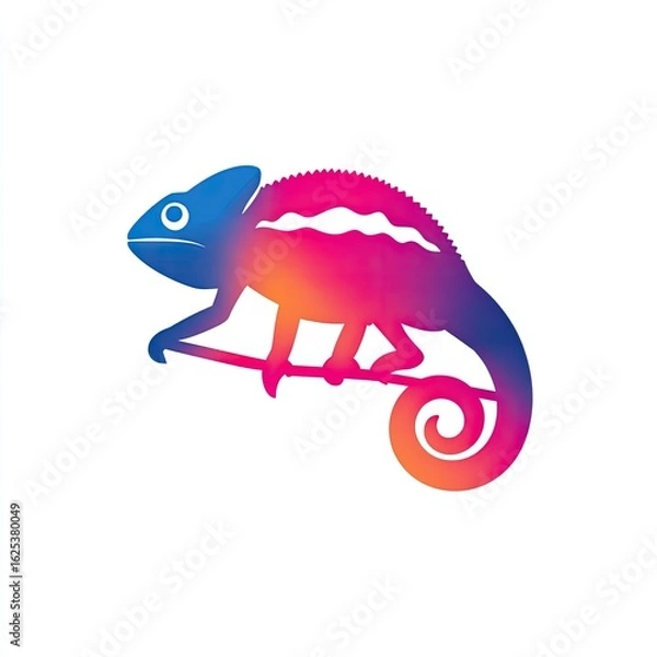 Fototapeta Animal Logo Chameleon changing colors in a gradient fun and adaptive perfect for marketing agencies or design studios isolated on white background