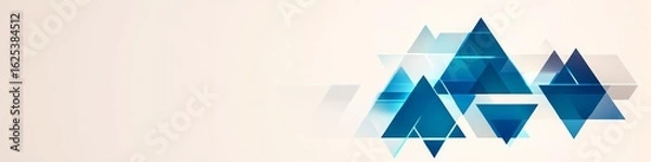 Obraz Blue Triangles Abstract Background, LinkedIn cover, copy space, AI Generated