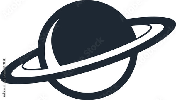 Fototapeta Simple Retro Style Rocket Ship Silhouette with Single Planet Transparent Background spaceship