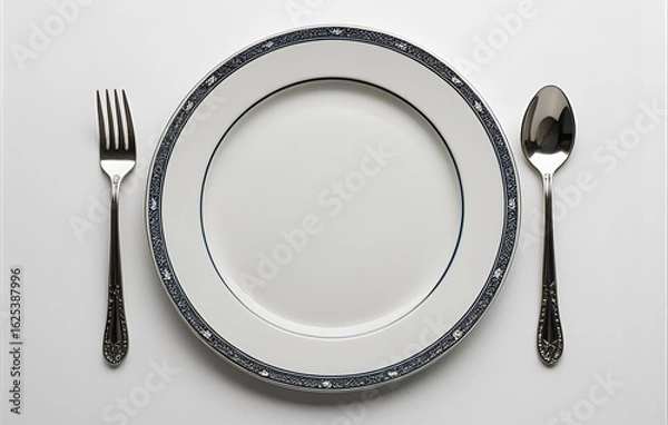 Fototapeta Empty round dinner plate isolated on white background - 1