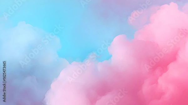 Fototapeta Abstract dreamy pastel cloud formation in soft pink and turquoise blue blending seamlessly for a serene and ethereal background