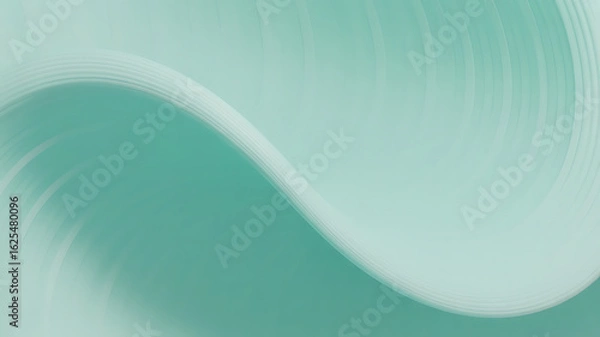 Fototapeta Fluid, flowing curves in soft turquoise and white create a sense of movement and tranquility.