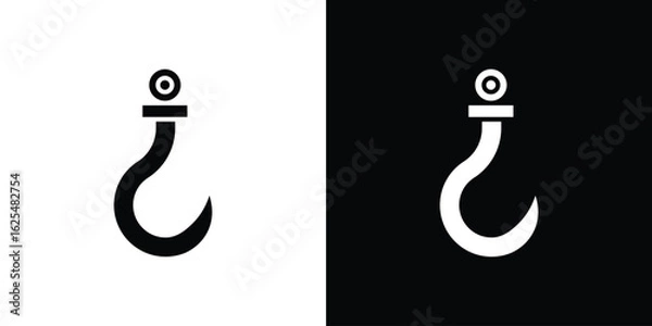 Fototapeta Winch hook icon collection. Black and white filled vector illustration.