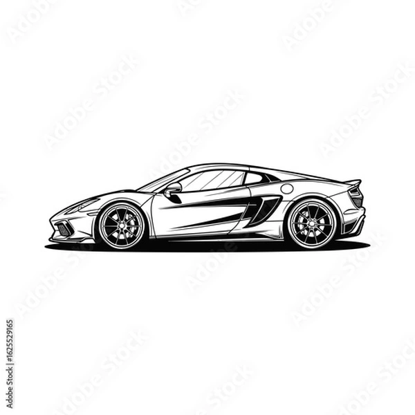 Obraz A dynamic side profile illustration of a modern performance sports car. An isolated vector graphic highlighting automotive speed and design.