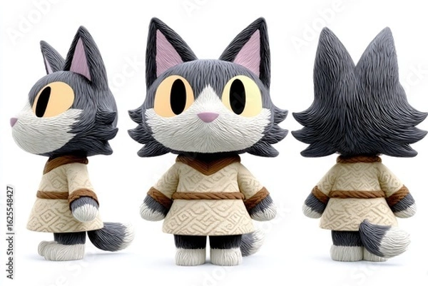 Fototapeta Three-quarter view of a stylized cat figurine.