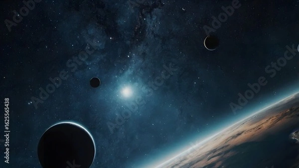 Fototapeta Outer Space Scene with Planets and Starfield