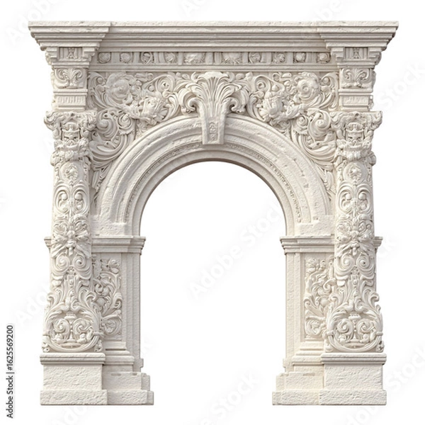 Fototapeta Intricate Classical Arch Design – Kirigami Style Decorative Paper Cut on White Background