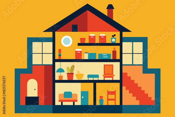 Fototapeta interior layout of multi story house   (1).eps