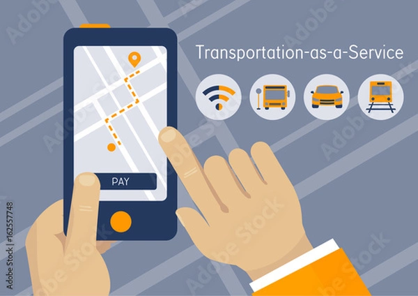 Fototapeta TaaS, Transportation as a Service startup business concept illustration