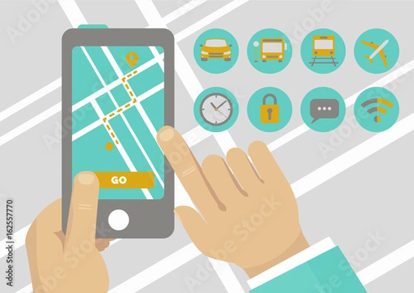 Obraz Navigation direction mobile application concept illustration
